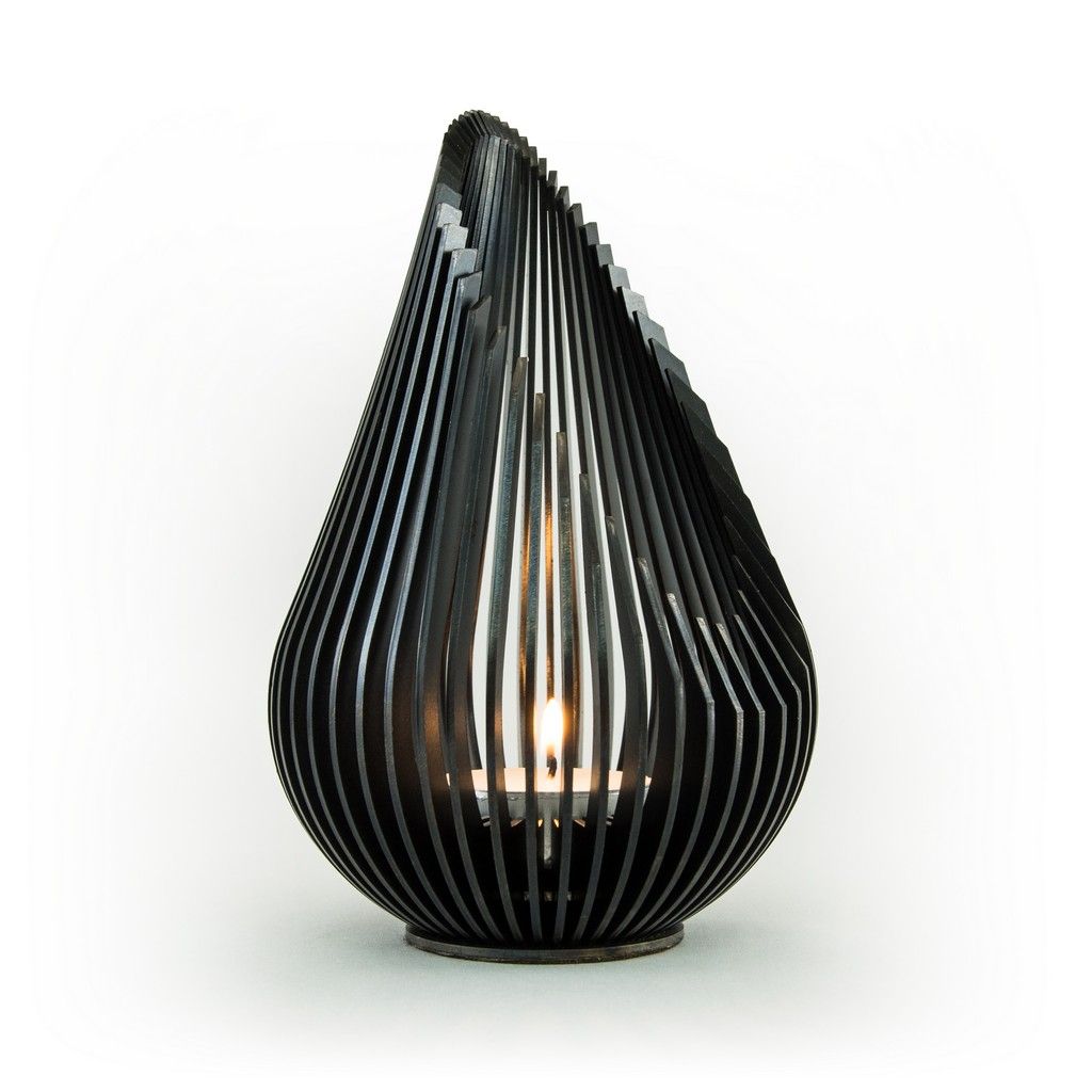 Glowbus Growdrop M, kovový svícen - malý, černý - luxusní kovový designový svícen na čajovou svíčku