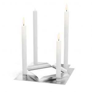 Höfats Square Candle, silver - set 4 ks stříbrných svícnů