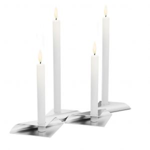 Höfats Square Candle, designový svícen - stříbrný, set 4ks